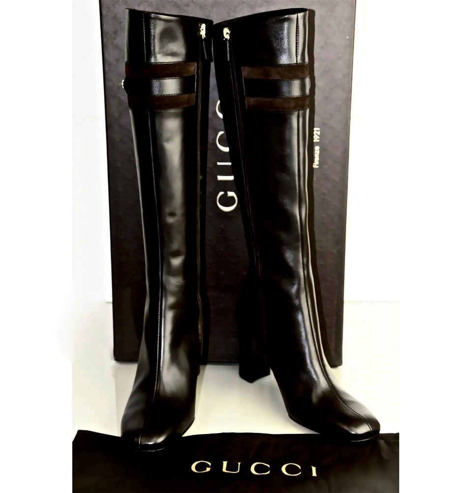 Изображение Кожаные cапоги Gucci